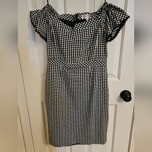 Off The Shoulder Black and White Gingham Dress Sz 8
